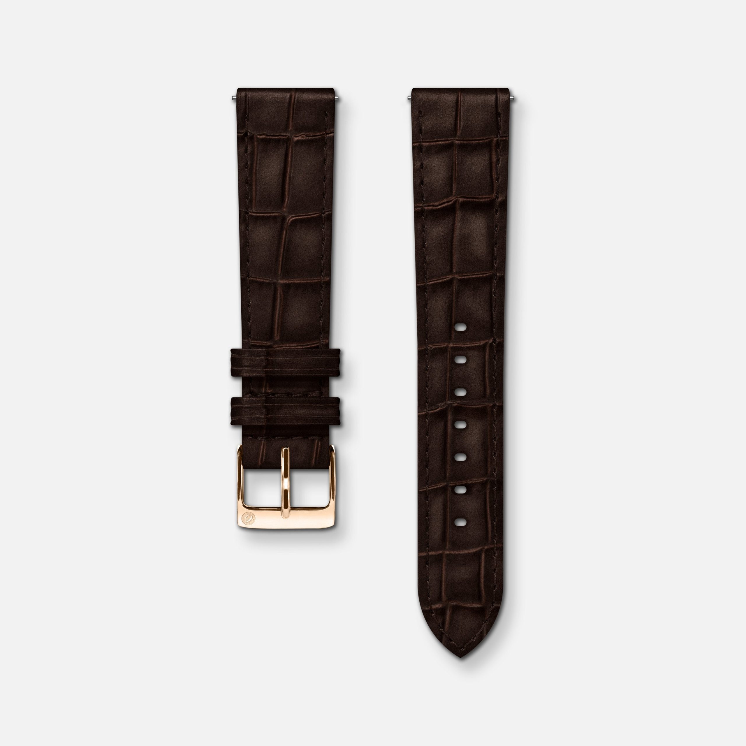 Charlie Paris Brun krokodillemønstret skinnreim 18mm