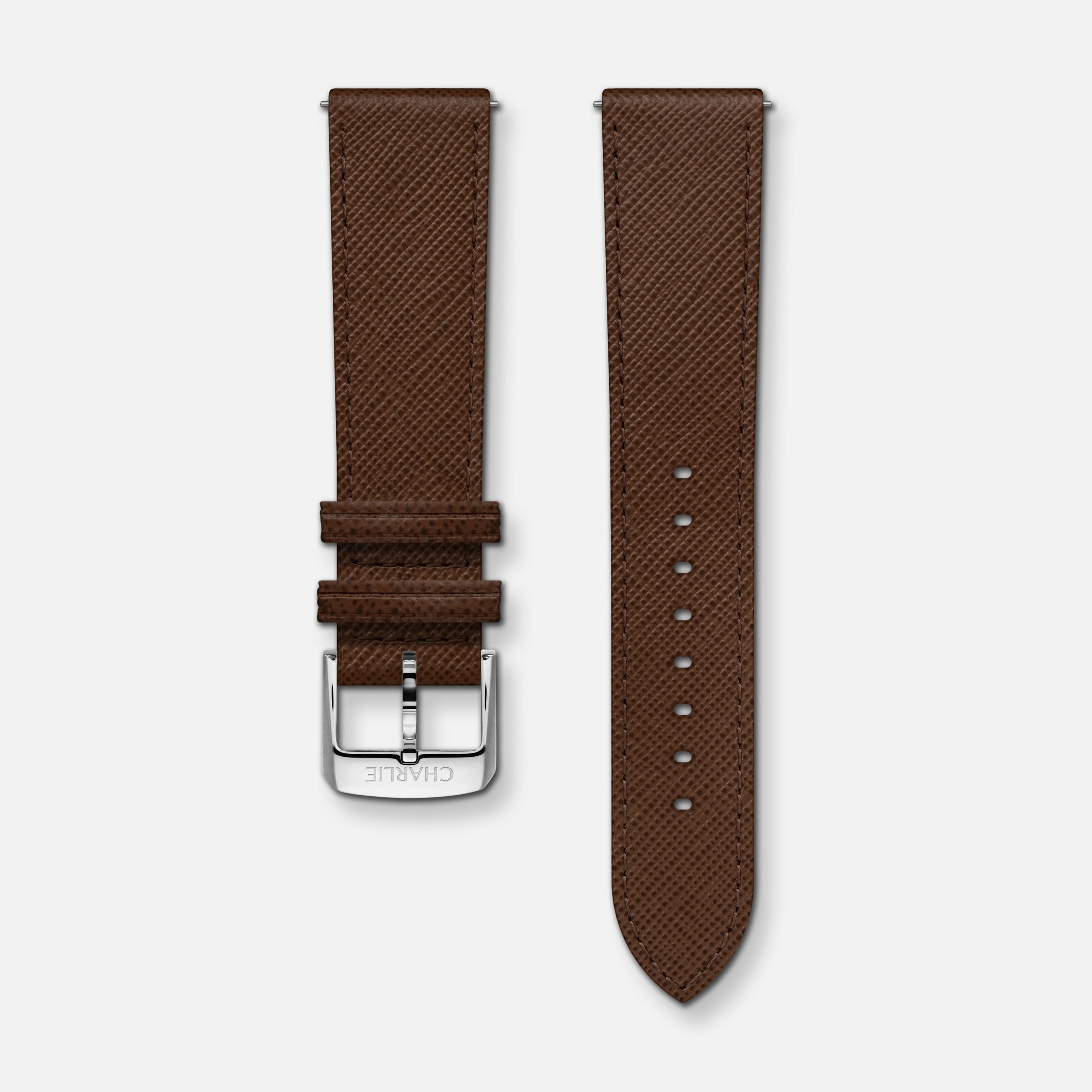 Charlie Paris Brun saffiano skinnreim 20mm