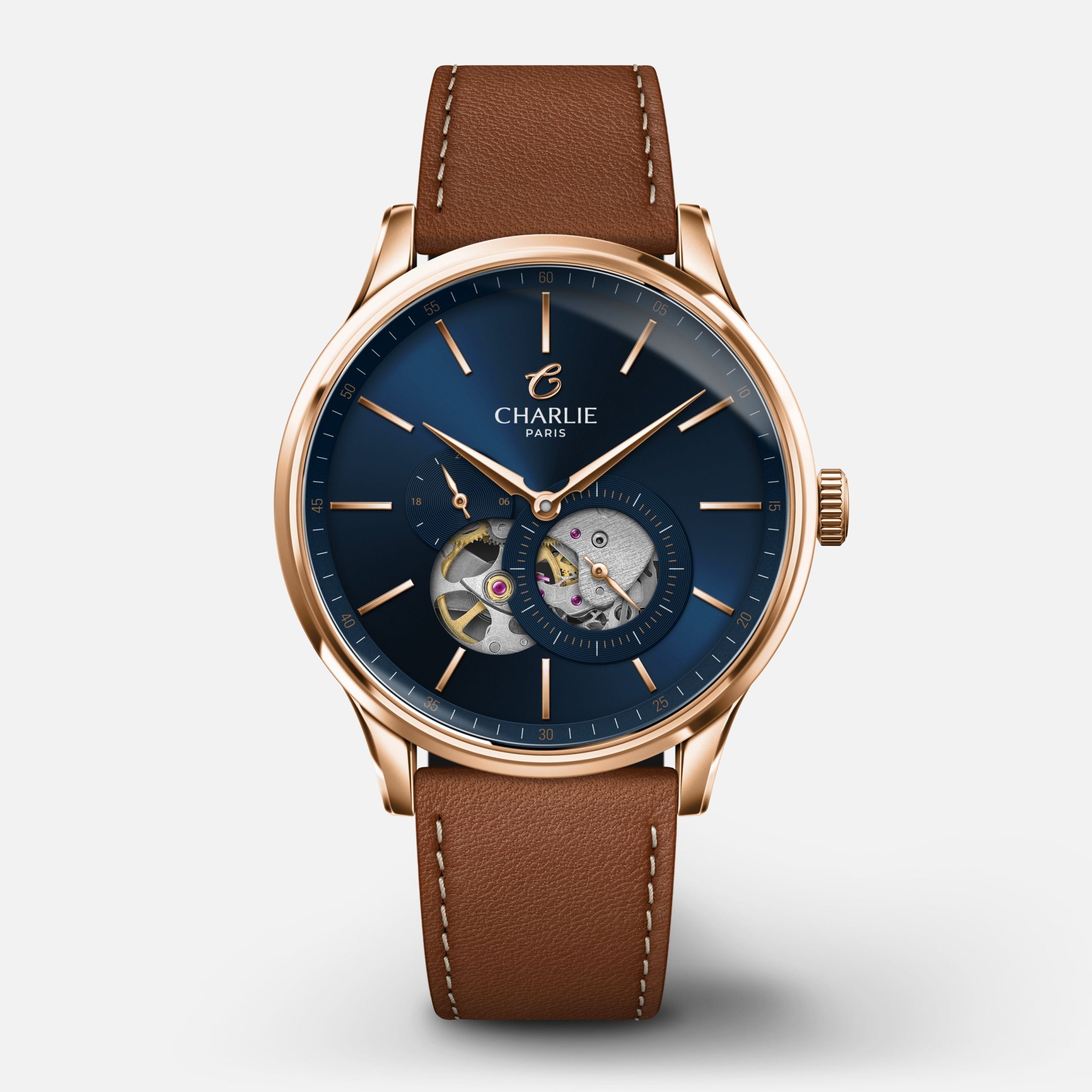 Charlie Paris INITIAL - Open Heart - Rose Gold/Blue
