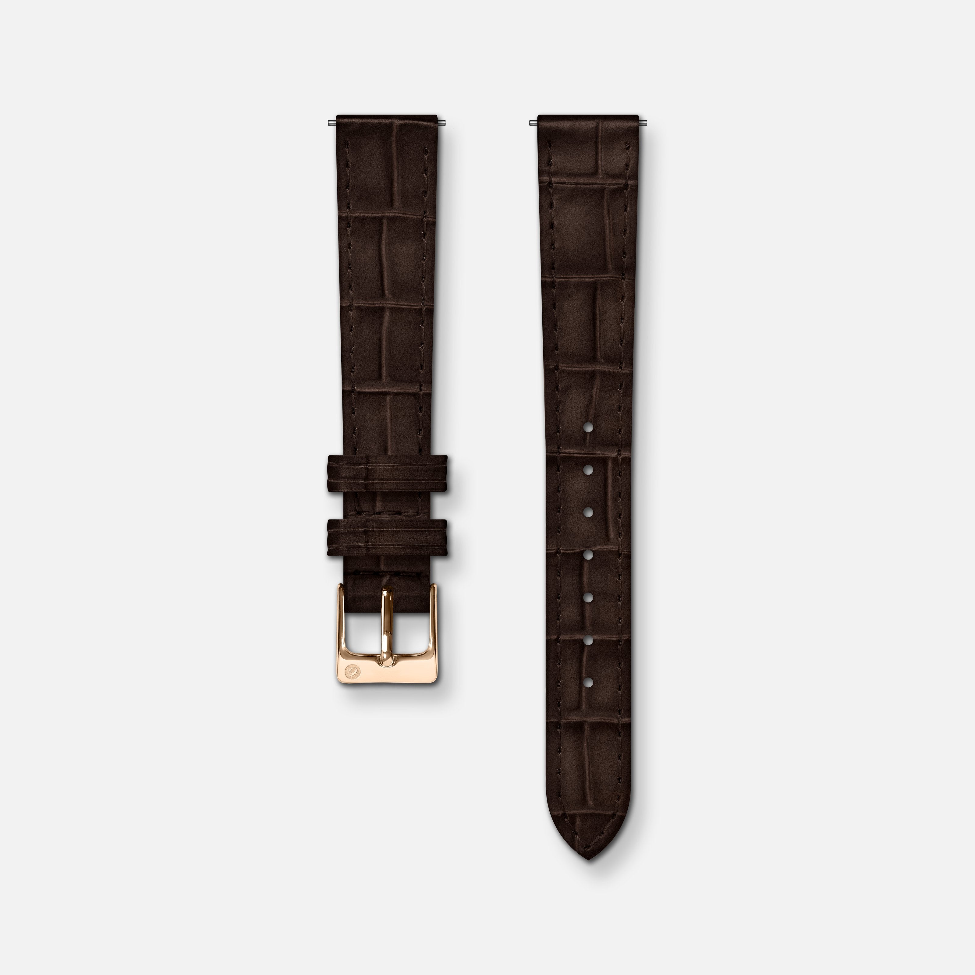 Reim skinn krokoskinn sjokolade 14mm