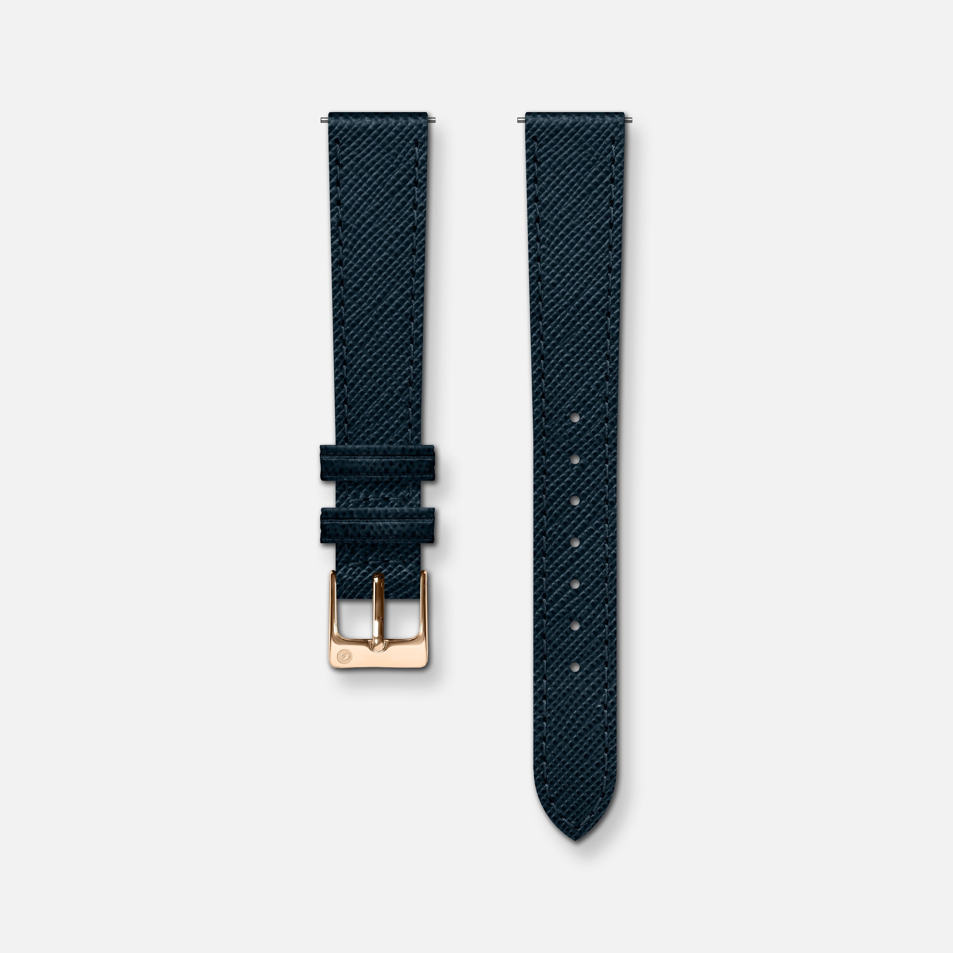 Reim skinn saffiano blå 14mm