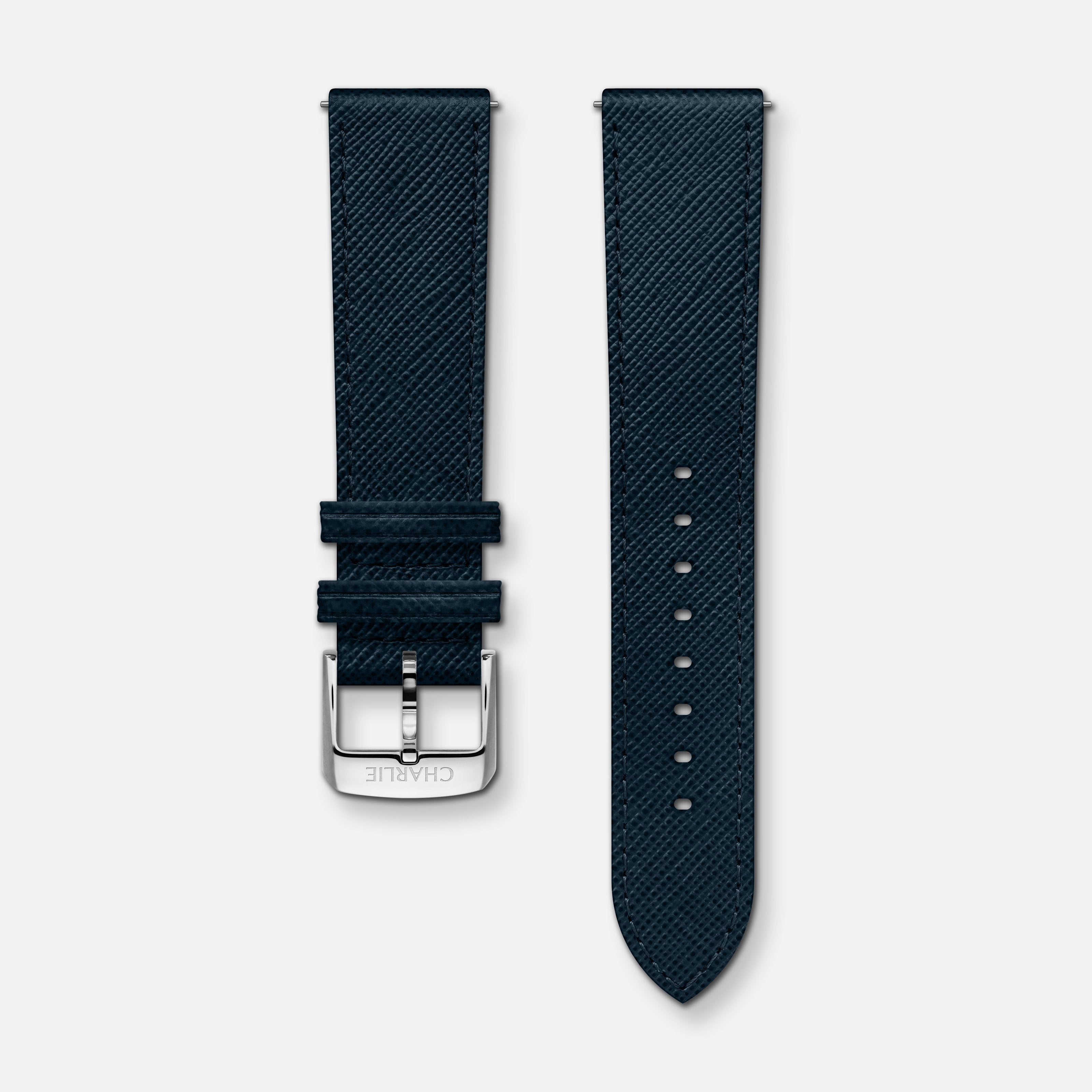Reim skinn saffiano blå 20mm
