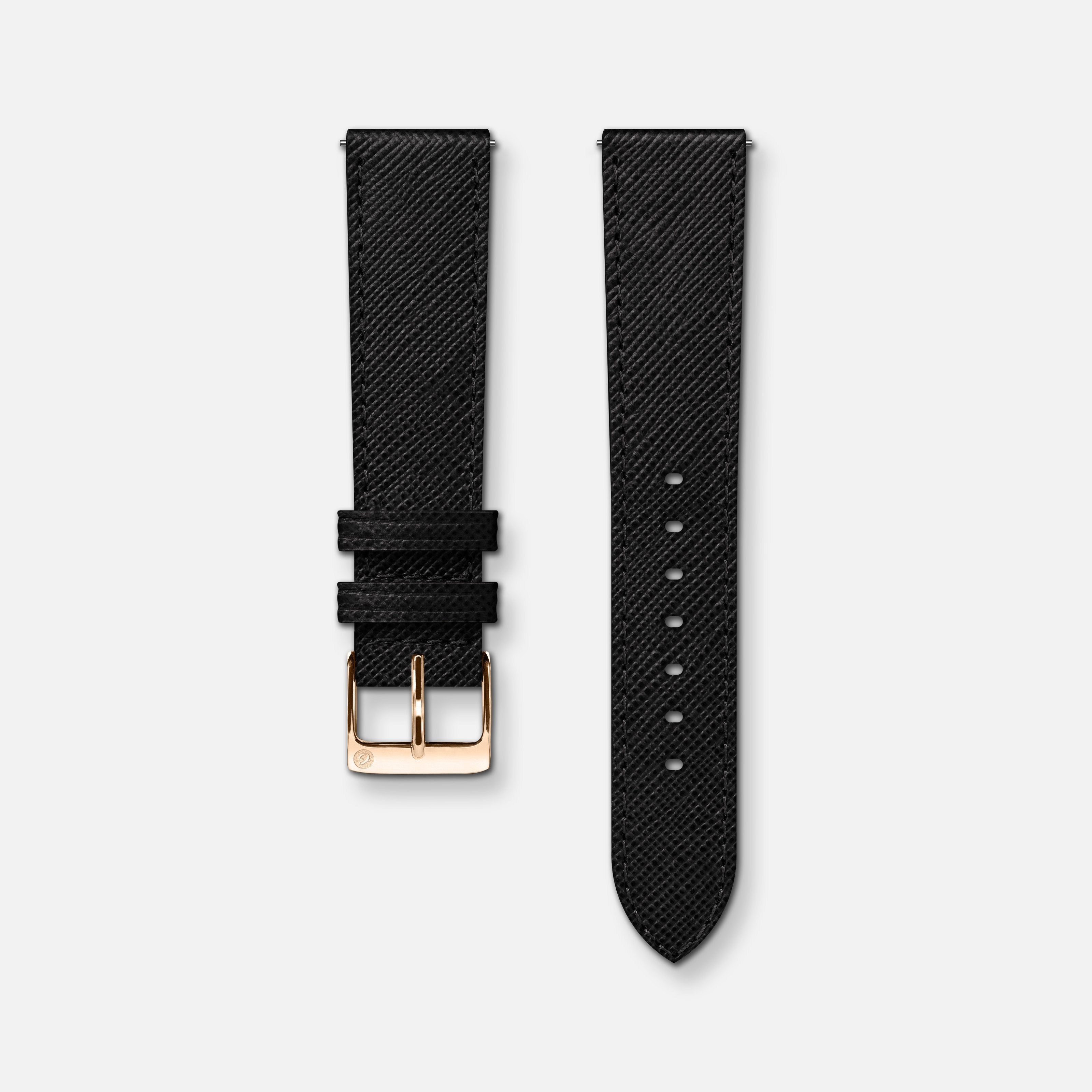 Reim skinn saffiano svart 18mm